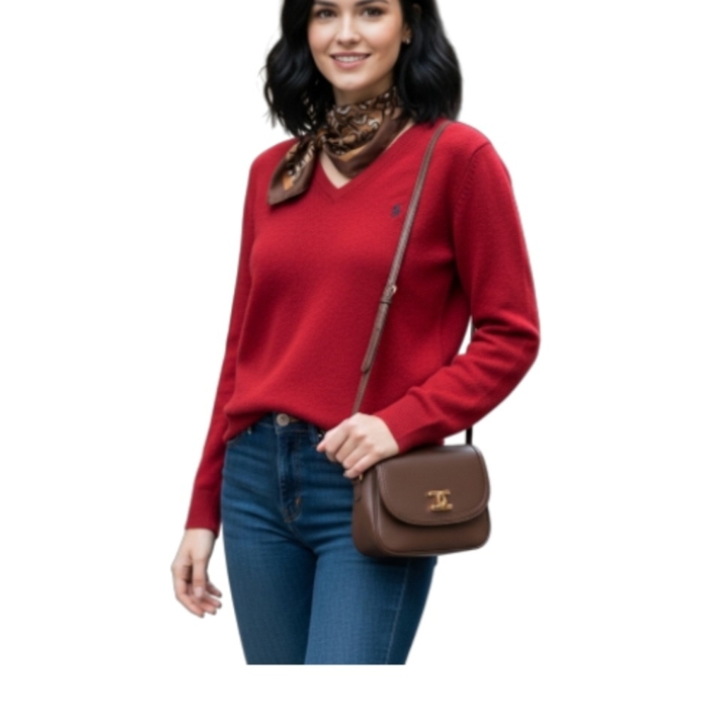Polo Ralph Lauren Lambswool V-Neck Red Women'S Sweater